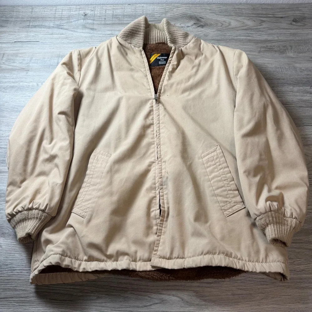 Sears Bomber Jacket Mens XL 1960s Vintage Sherpa Lined Scovill Zip Workwear 170